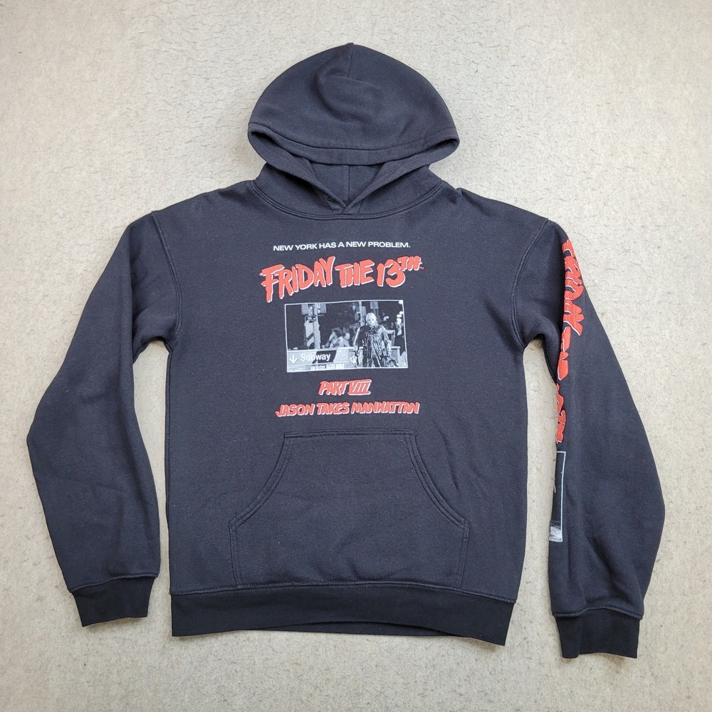 Friday the 13th Hoodie‎ Mens Small Black Pullover Sweatshirt Hooded Halloween